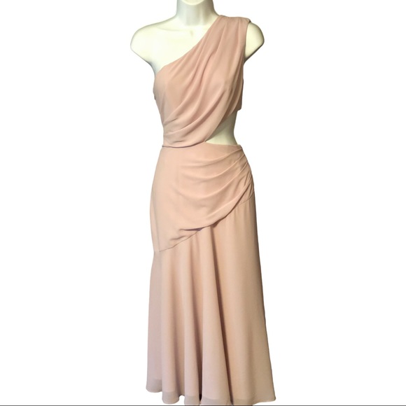 Fame & Partners BHLDN Haylie 14 / L Lilac Purple One-Shoulder Crepe Chiffon Midi - Picture 11 of 11